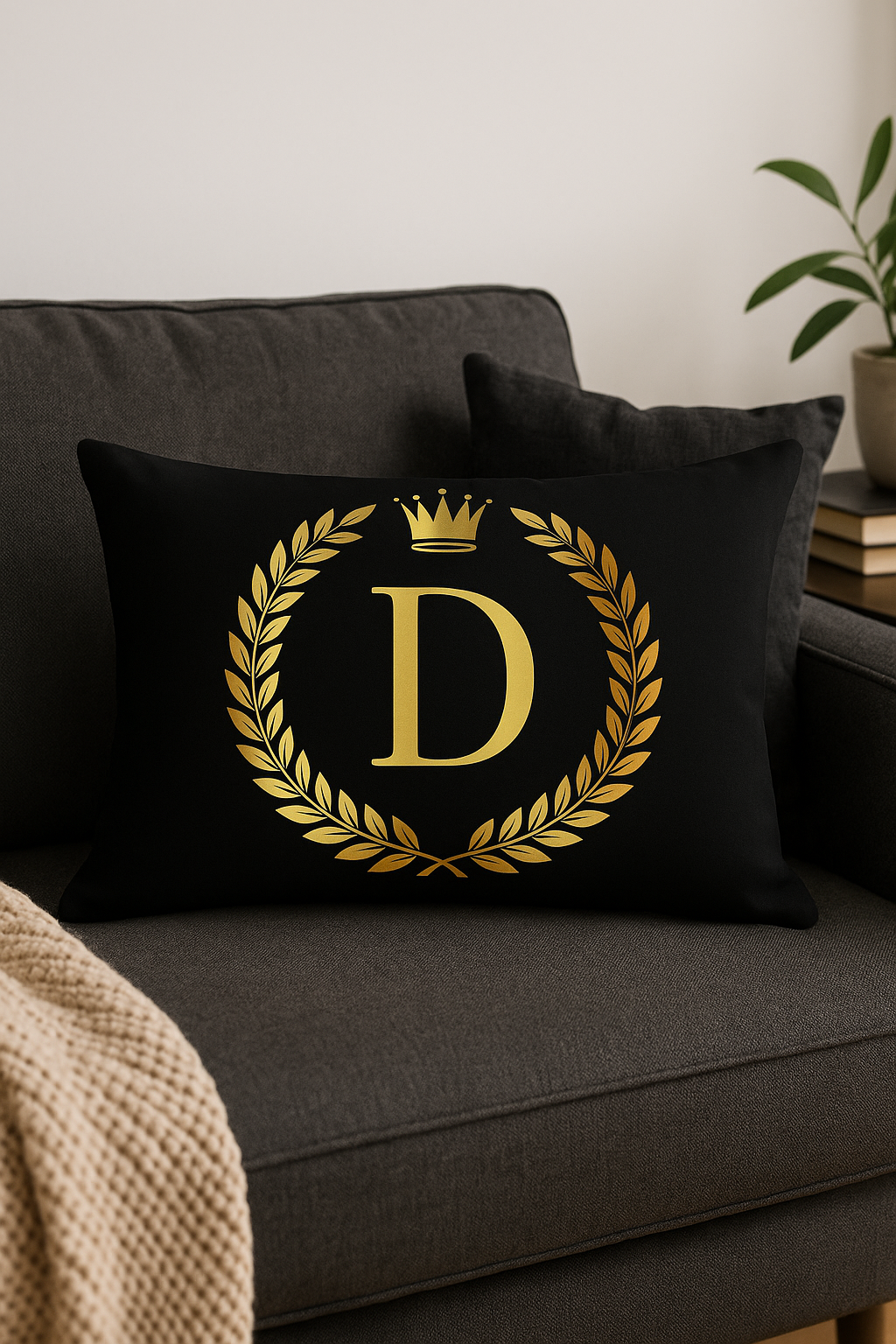Black and Gold Letter Throw Pillow Cover for Offices and Hotels - view 2