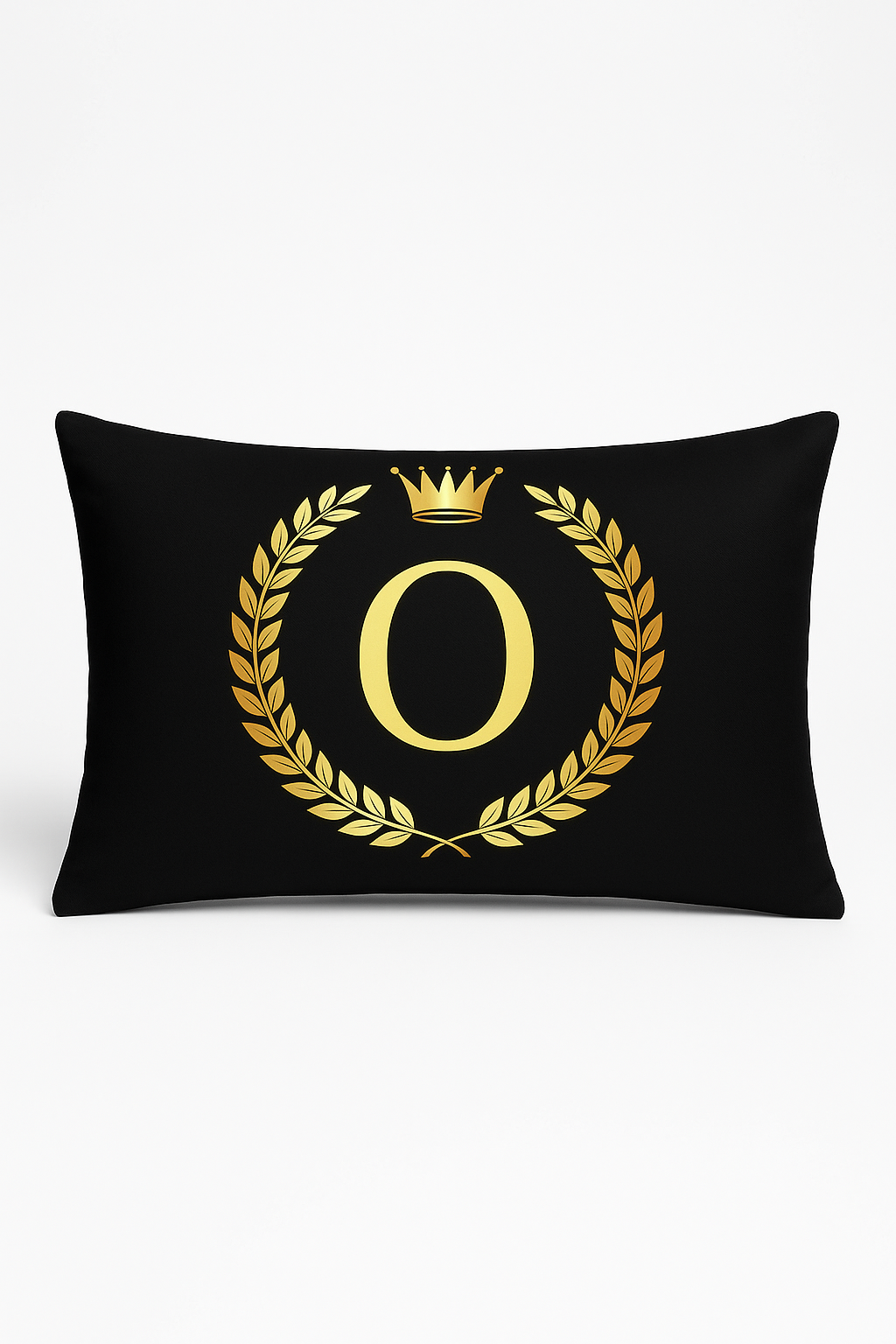 Black and Gold Letter Throw Pillow Cover with Golden Accents