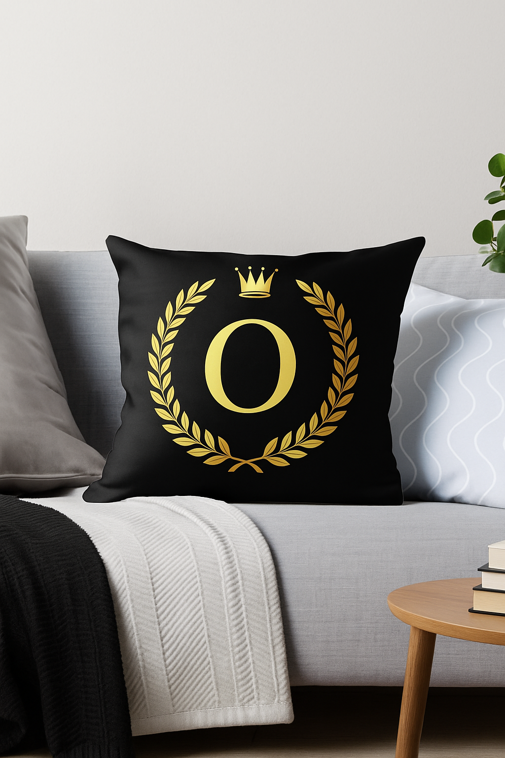 Black and Gold Letter Throw Pillow Cover with Golden Accents - view 2