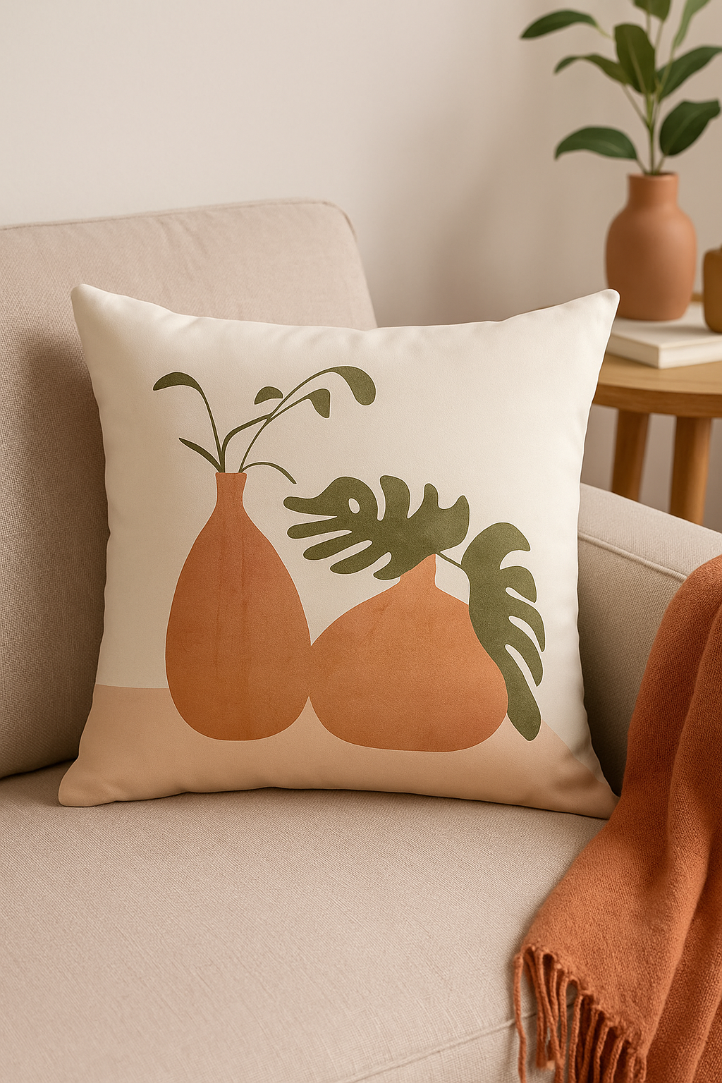 Decorative throw pillow cover with vegetal pattern 45x45 cm - view 2