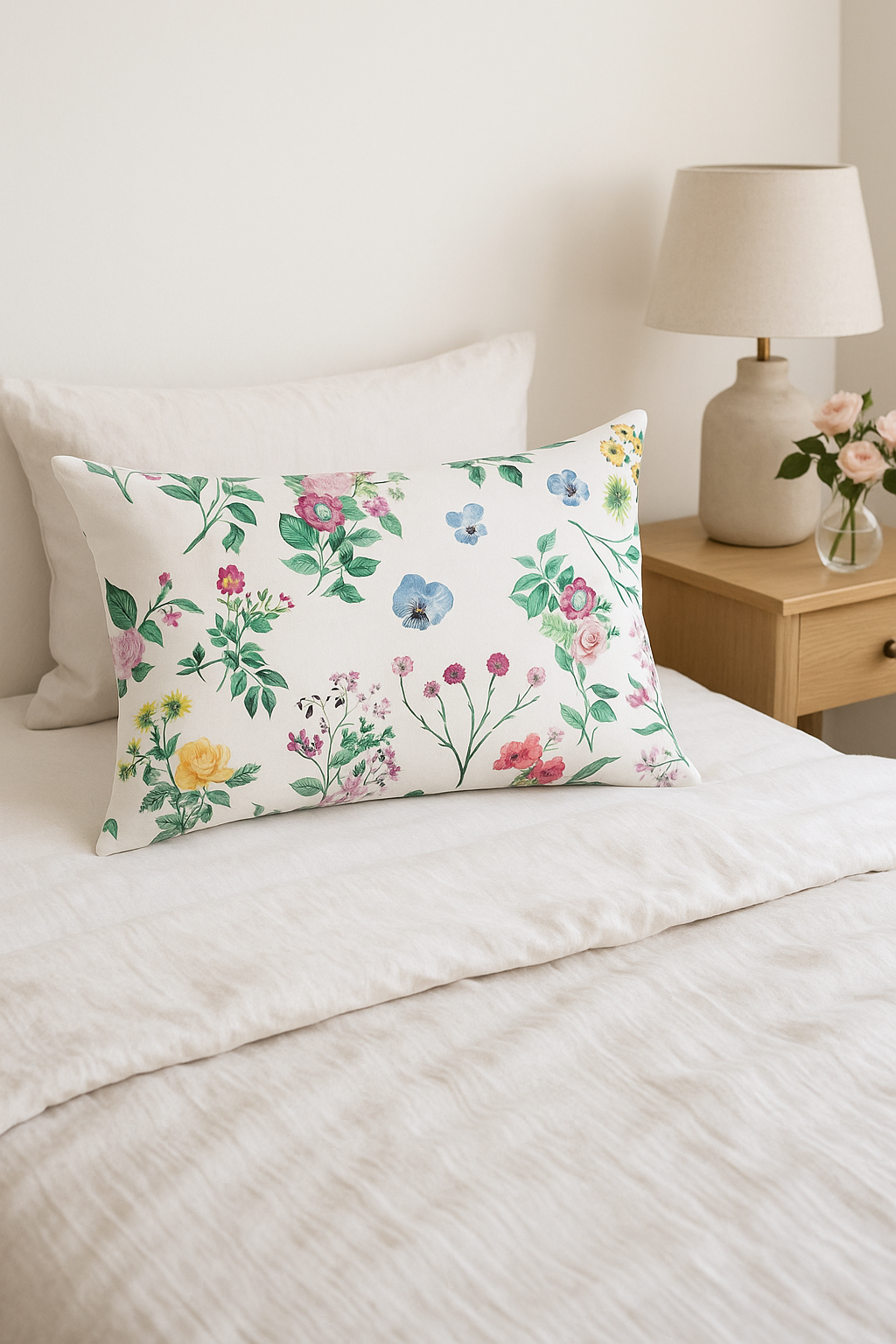 Harmonious Rainbow Floral Throw Pillow Cover - view 2