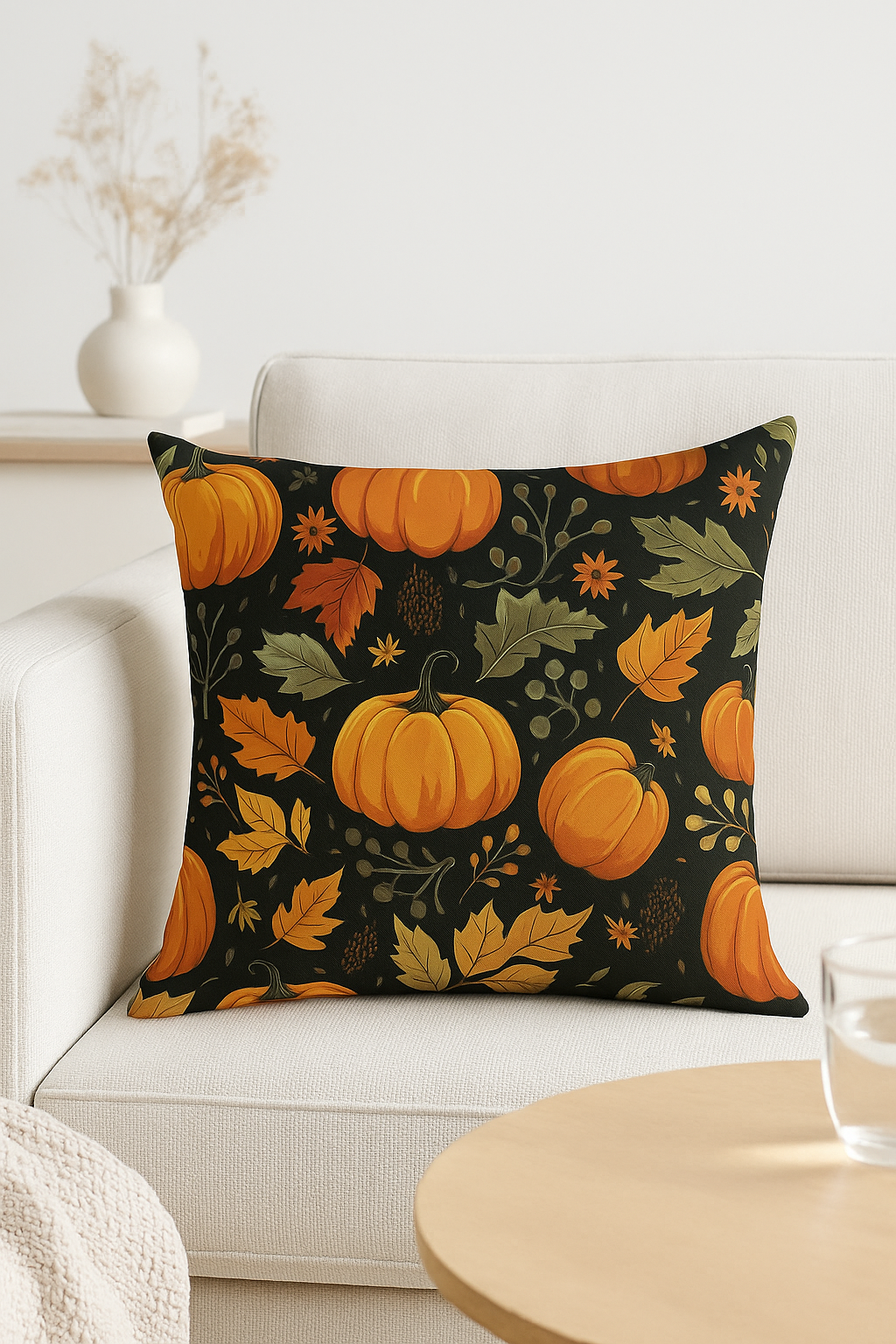 Decor throw pillow cover autumn pumpkins for sofa car room - view 2