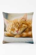 Throw Pillow Cover with Cute Cat Motif, Warm and Bold Accent