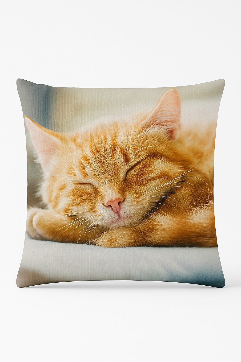 Throw Pillow Cover with Cute Cat Motif, Warm and Bold Accent