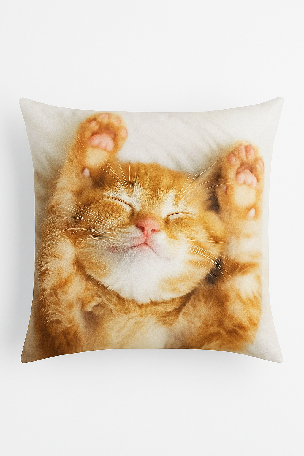 Elegant Throw Pillow Cover with Cute Cat Pattern
