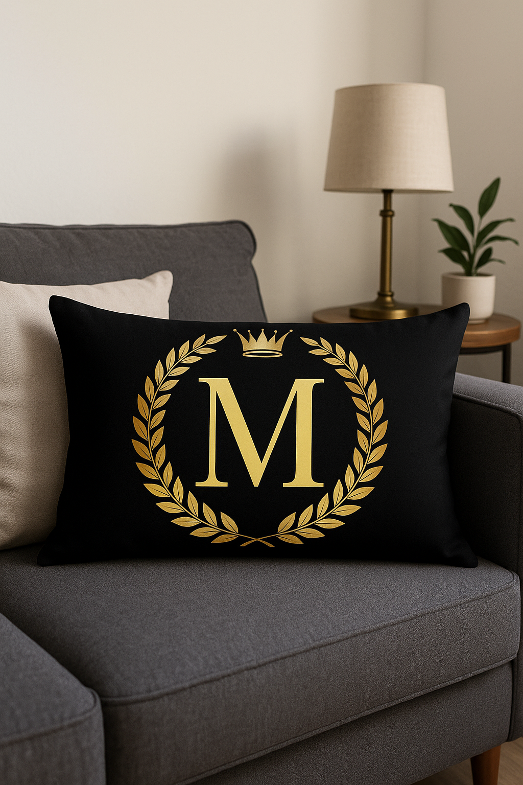 Black and Gold Letter Throw Pillow Cover for Beds and Armchairs - view 2