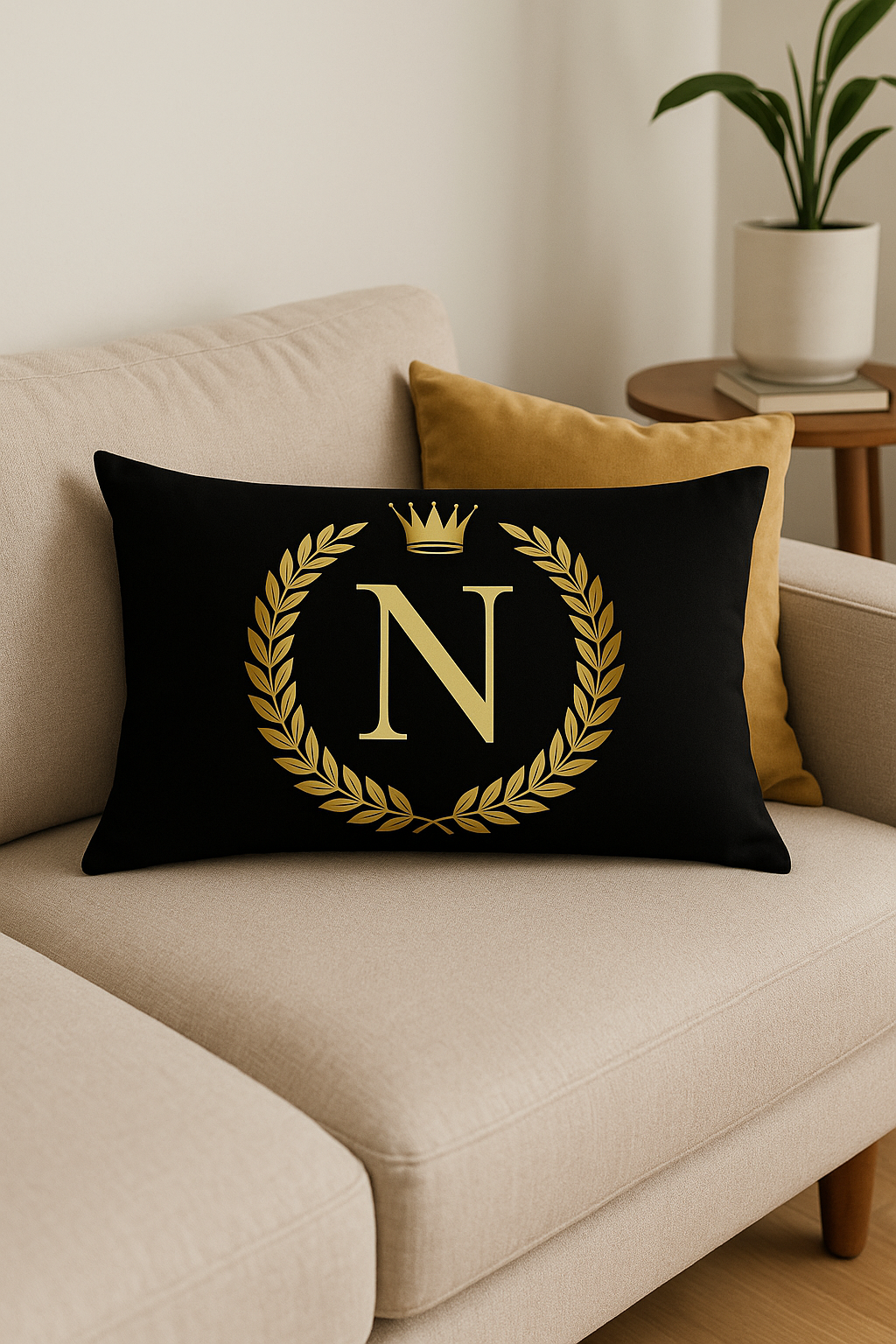 Black and Gold Letter Throw Pillow Cover for Sofas and Armchairs - view 2