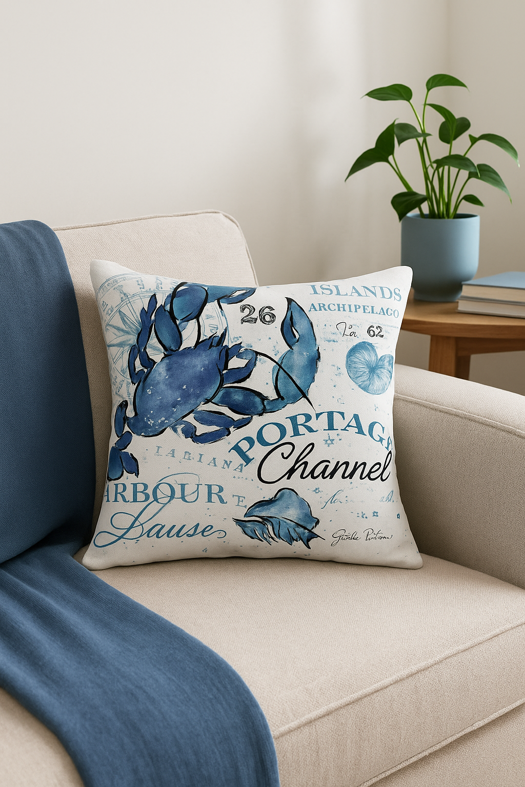 Decorative throw pillow cover with marine turtle pattern - view 2