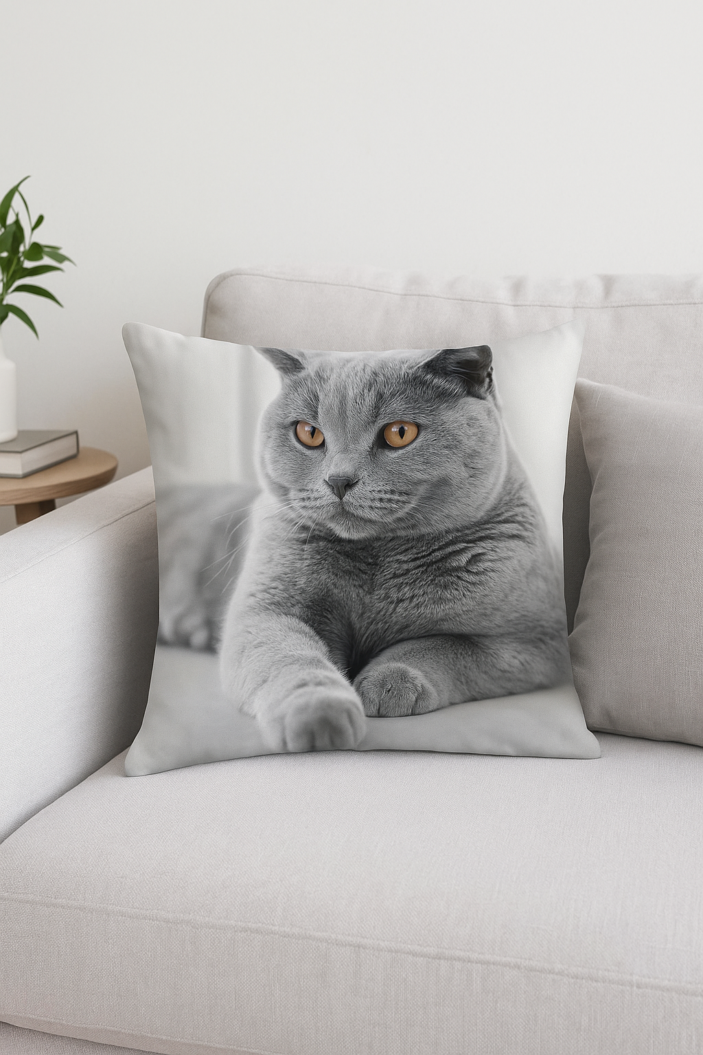 Decorative Throw Pillow Cover with Cute Cat Pattern, Elegant Accent - view 2
