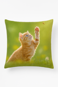 Decorative Throw Pillow Cover with Cute Cat Pattern, Subtle Style