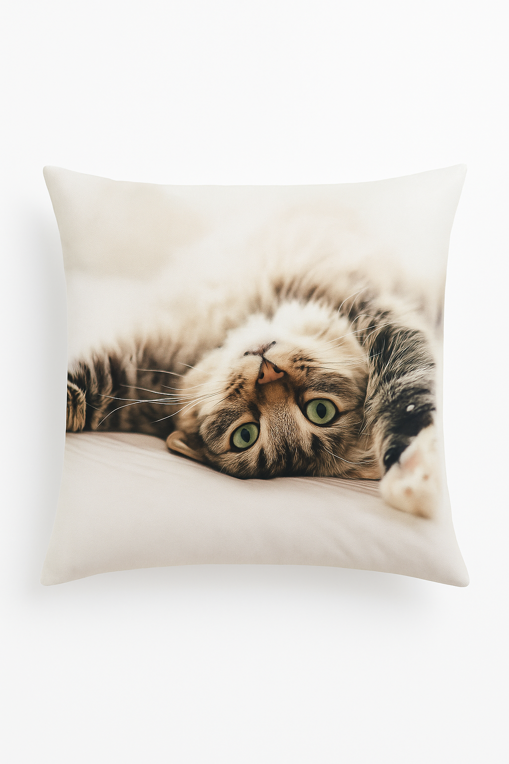Decorative Throw Pillow Cover with Cute Cat Motif for Interior