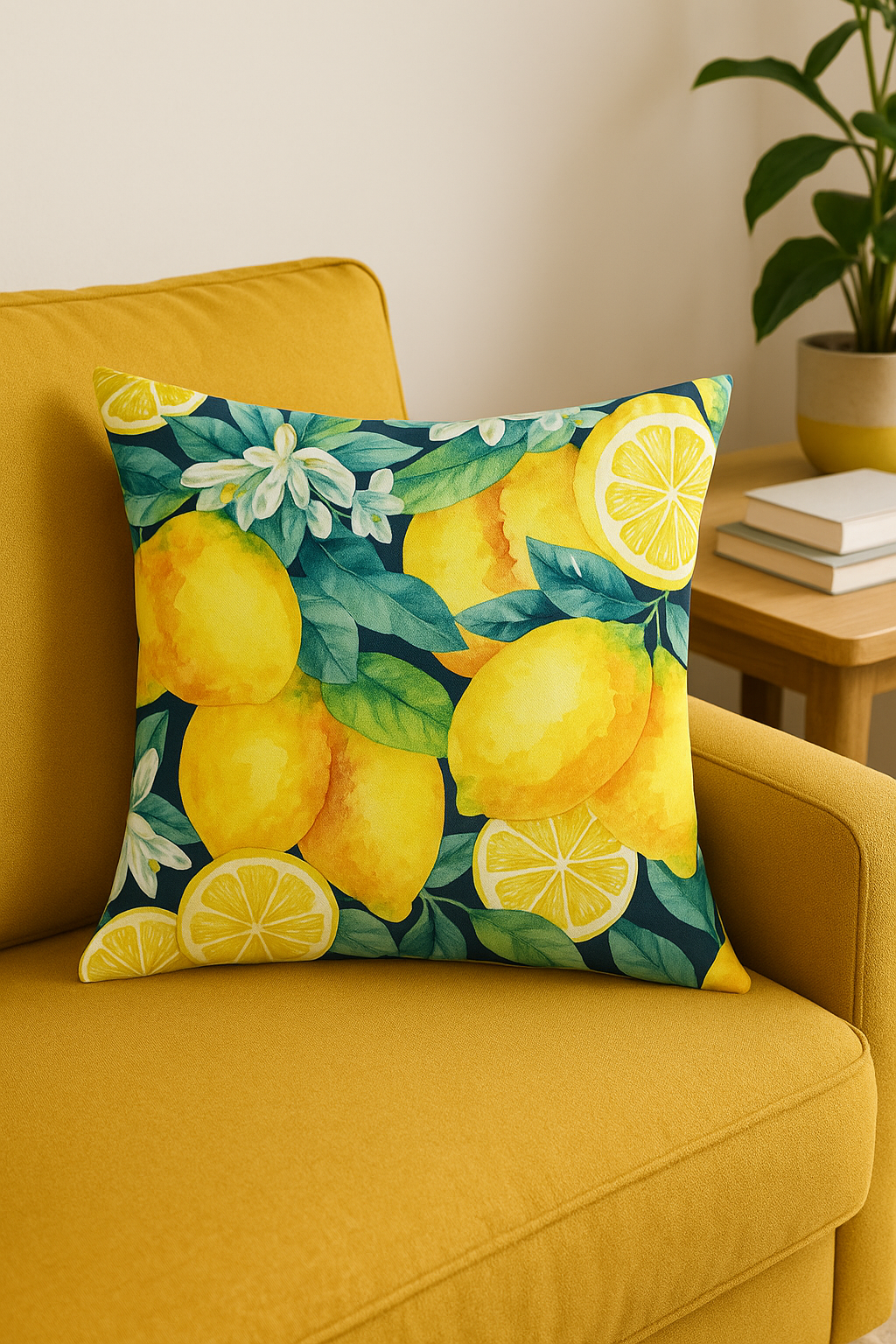 Summer Fruit Lemon and Strawberry Throw Pillow Cover, Design 12 - view 2