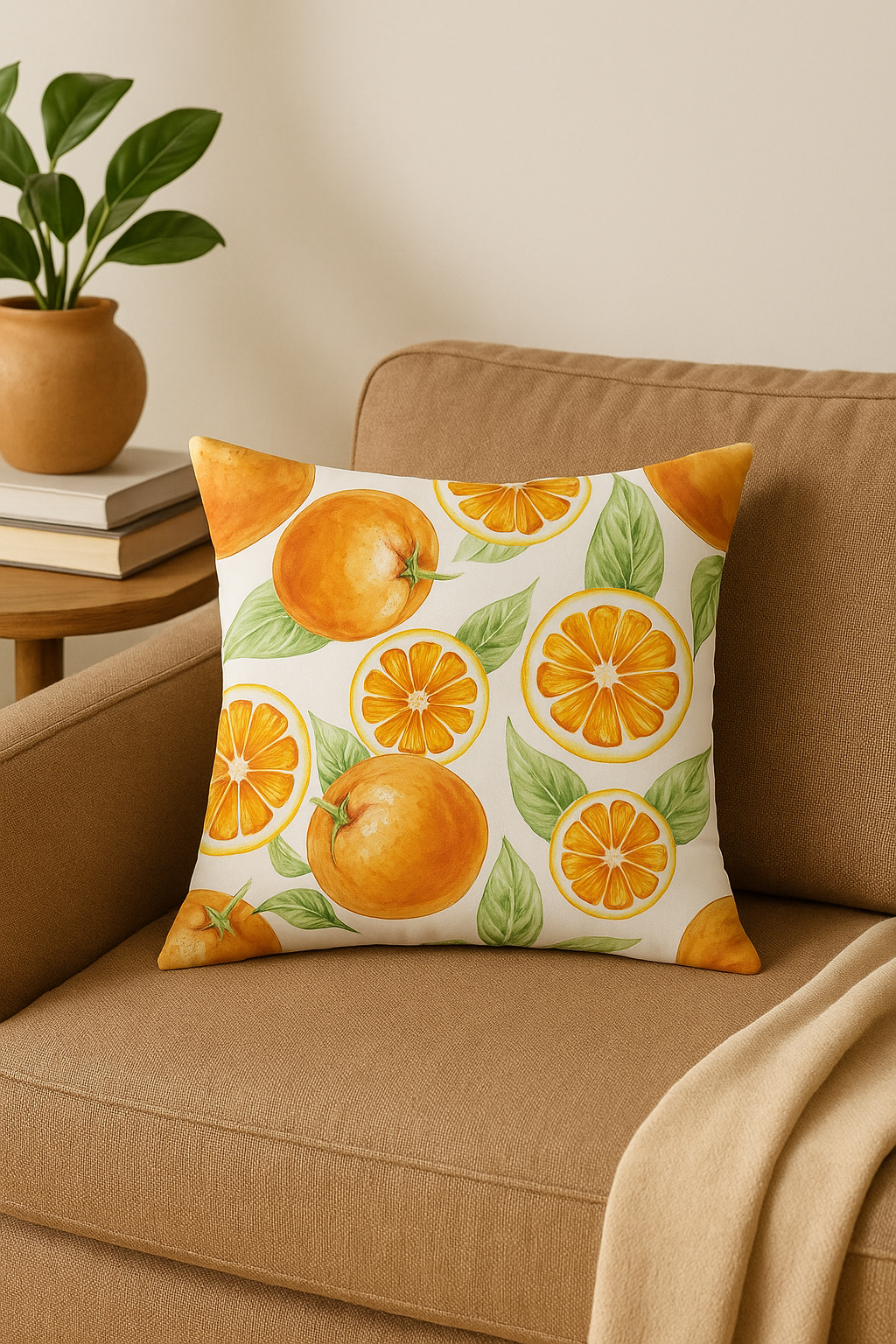 Summer Fruit Lemon and Strawberry Throw Pillow Cover, Design 5 - view 2