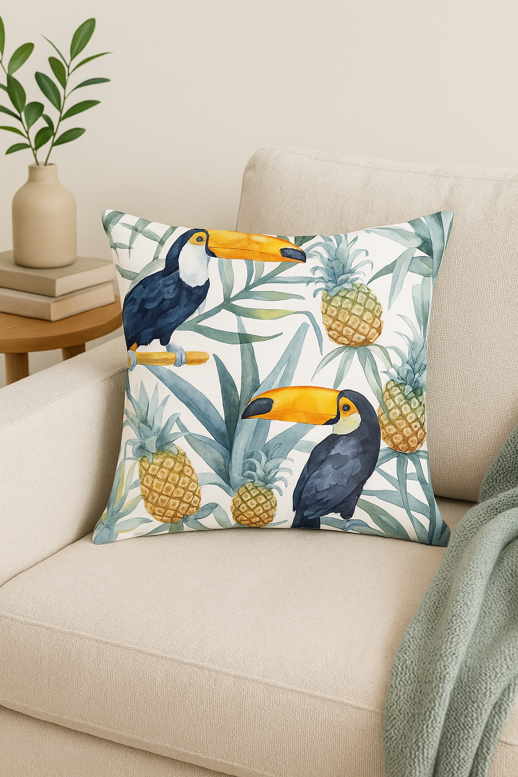 Summer Fruit Lemon and Strawberry Throw Pillow Cover, Design 4 - view 2