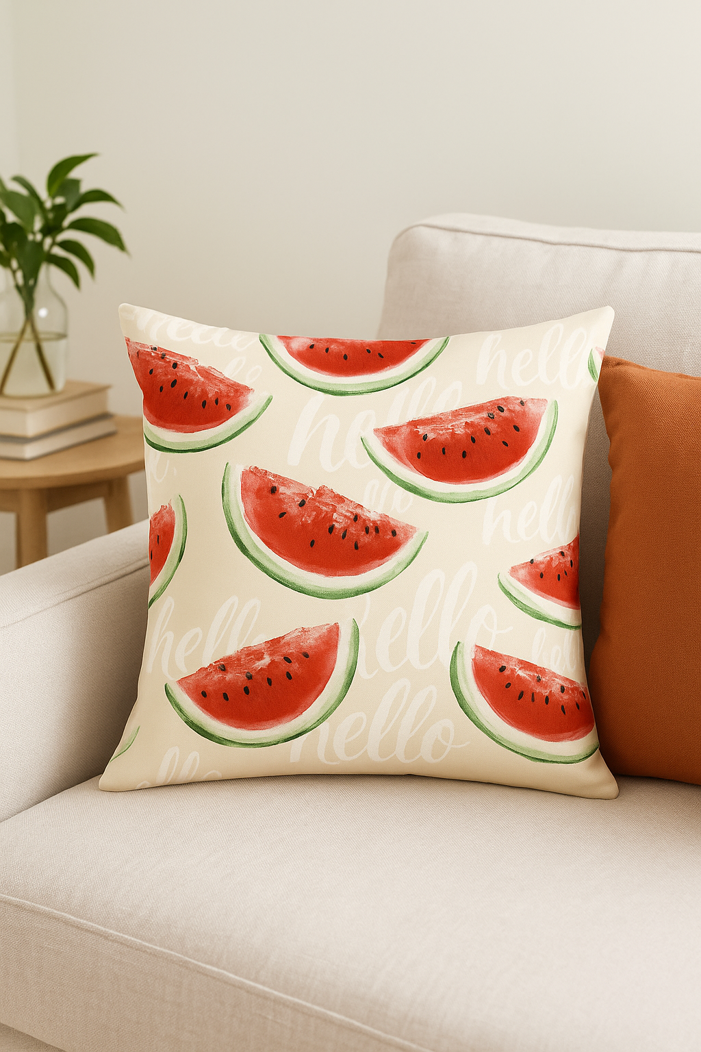 Summer Fruit Lemon and Strawberry Throw Pillow Cover, Design 3 - view 2