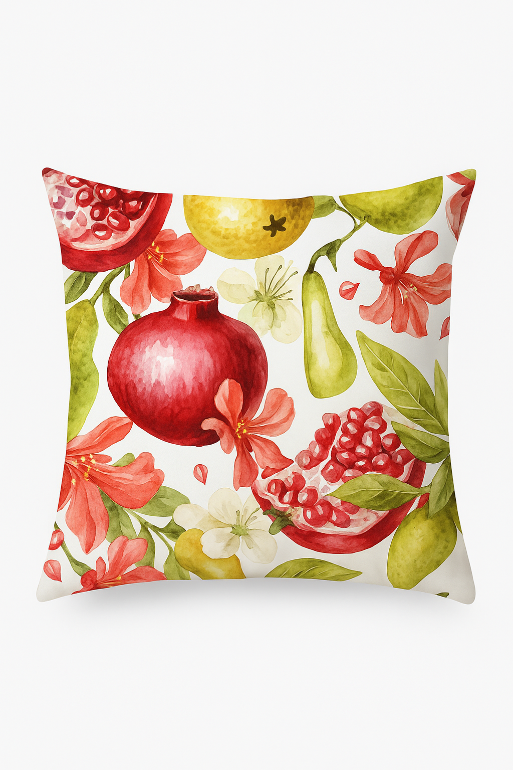 Summer Fruit Lemon and Strawberry Throw Pillow Cover, Design 1