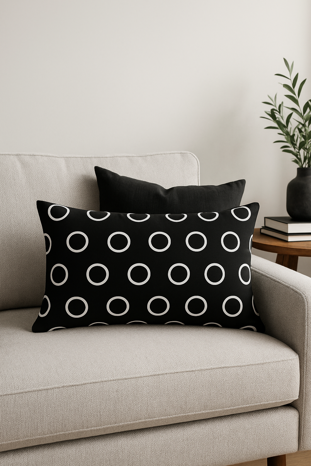 Black and White Geometric Throw Pillow Cover for Apartments and Hotels - view 2