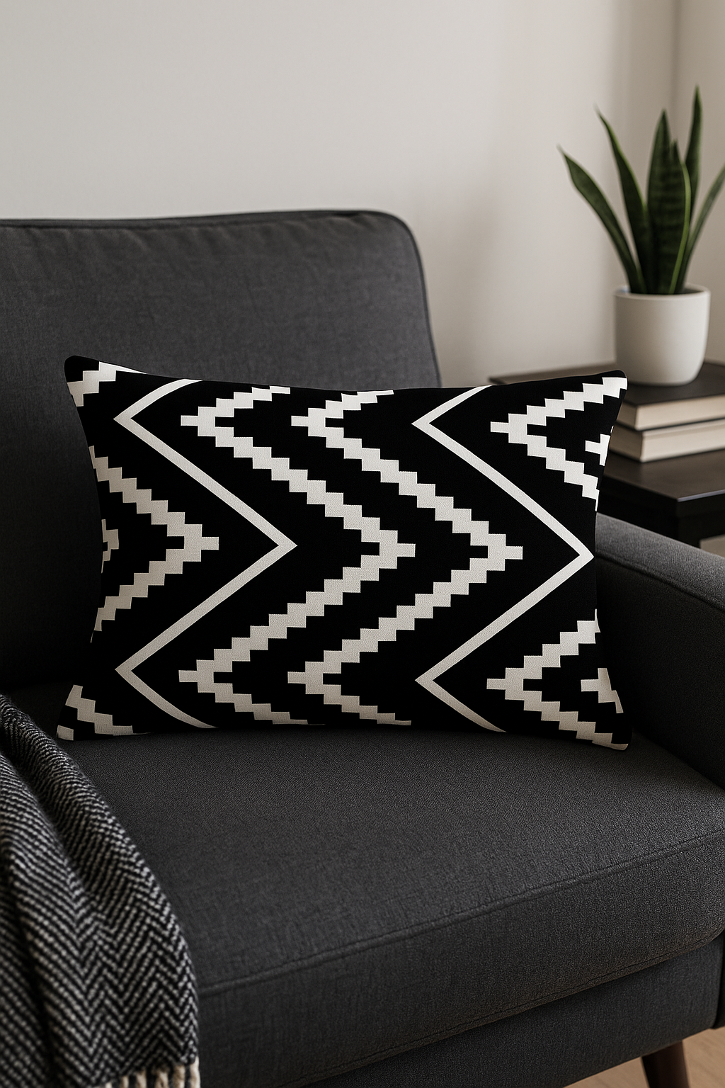 High-Contrast Black and Yellow Throw Pillow Cover 30x50cm - view 2