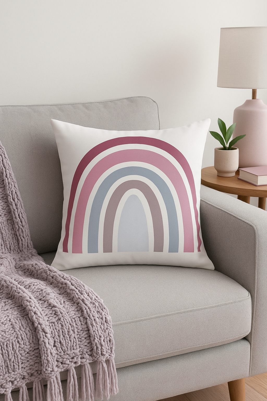 Decorative throw pillow cover printed geometric rainbow cartoon - view 2