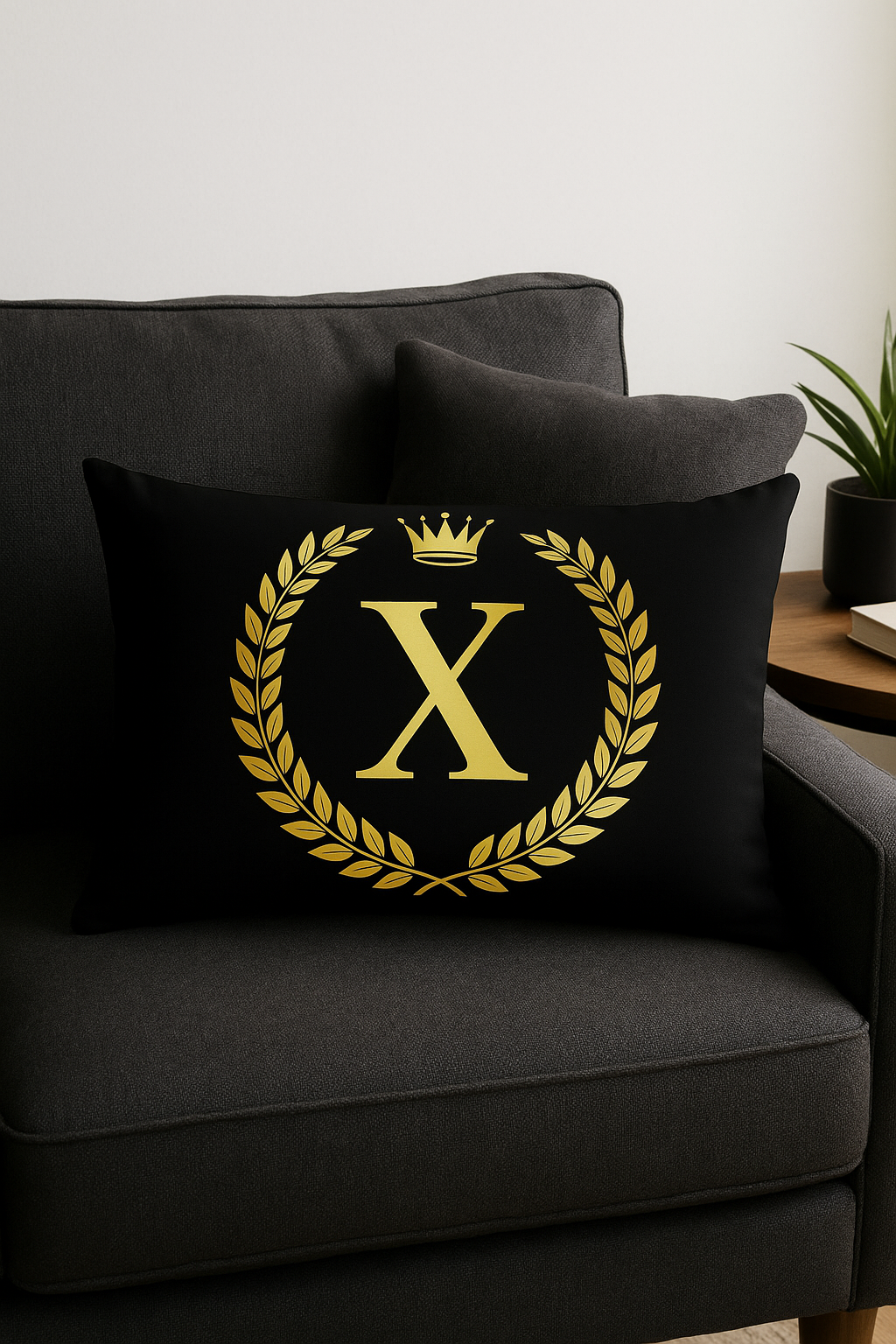 Decorative throw pillow cover black and golden letters - view 2