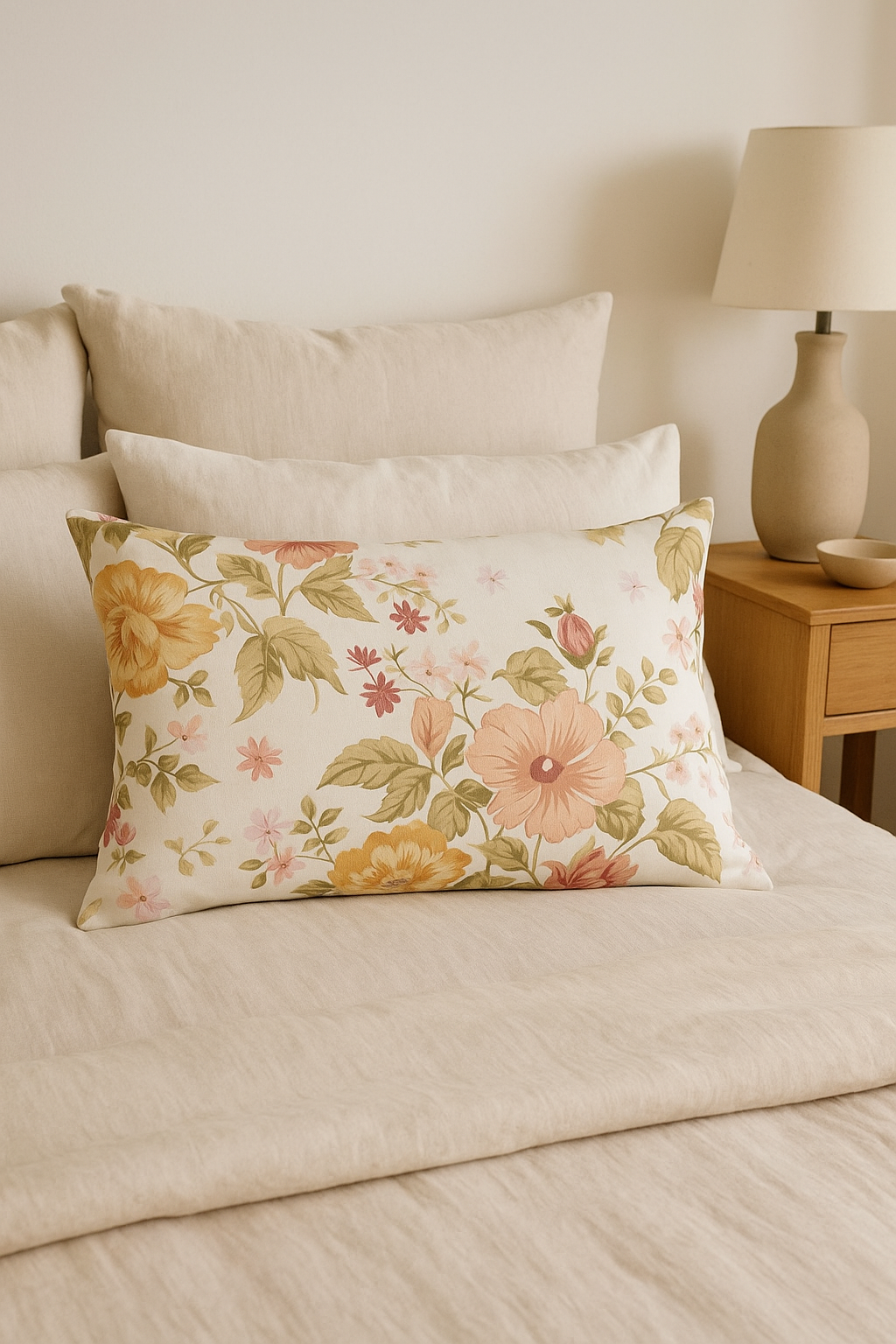 Expressive Rainbow Floral Throw Pillow Cover - view 2