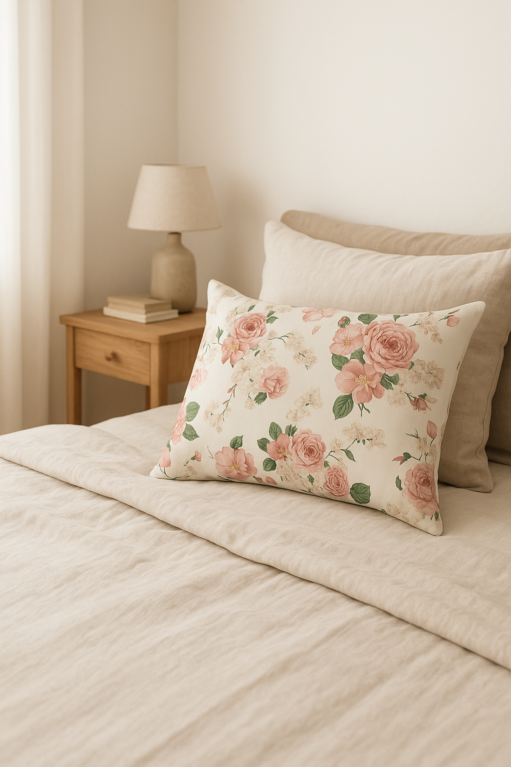 Delicate Bright Rainbow Floral Throw Pillow Cover - view 2