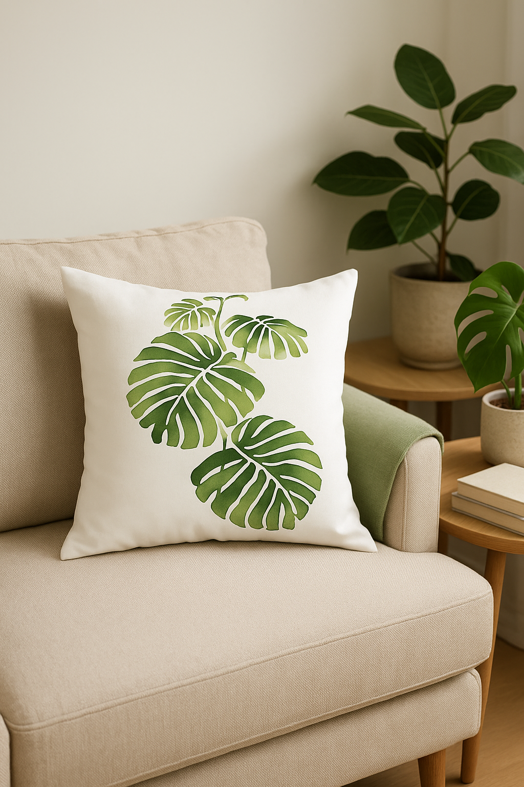 Bright Palm, Monstera & Greenery Throw Pillow Cover - view 2
