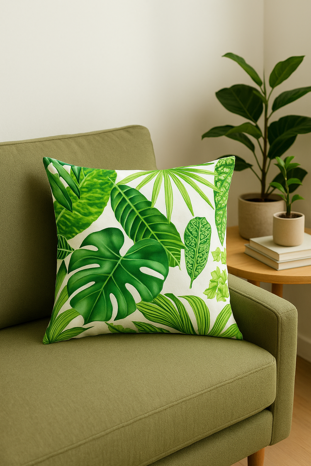 Monstera & Palm Leaf Decorative Throw Pillow Cover - view 2