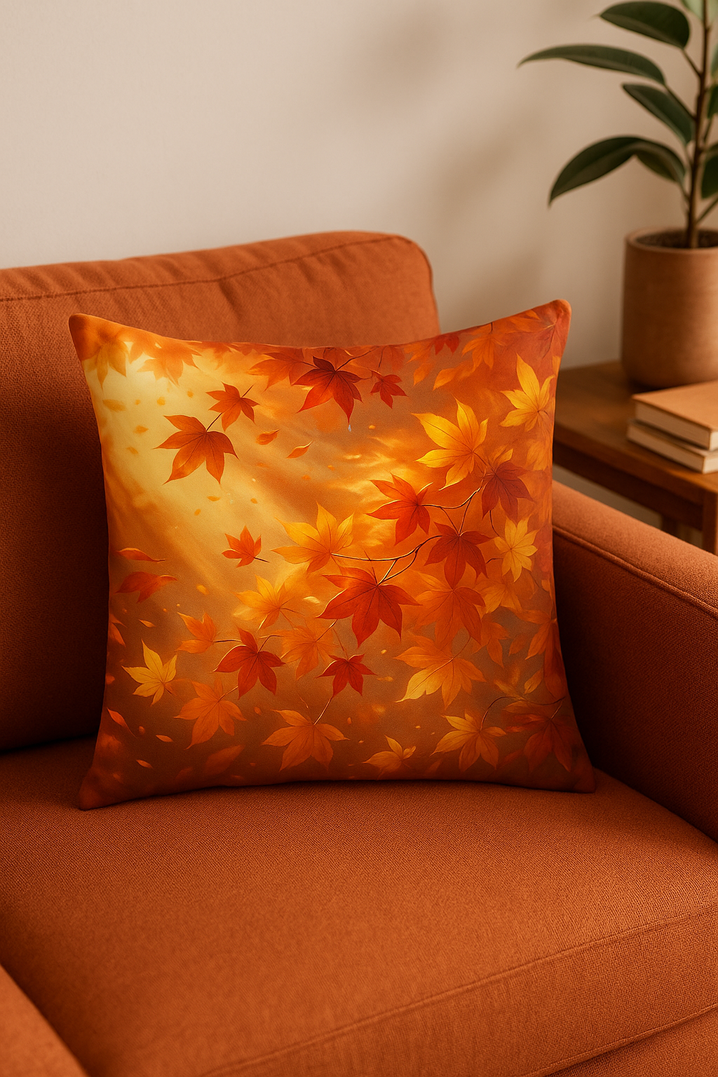Autumn Leaves and Basket Throw Pillow Cover for Hotels and Offices - view 2