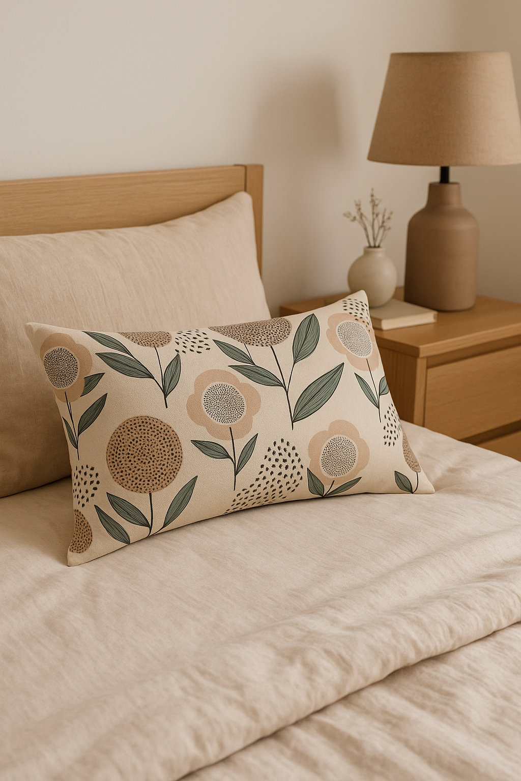 Sunflower Leaf Throw Pillow Cover for Rental Interiors - view 2