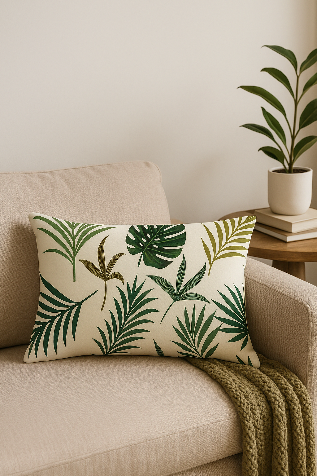 Sculptural Tropical Green Leaves Throw Pillow Cover 30x50cm - view 2