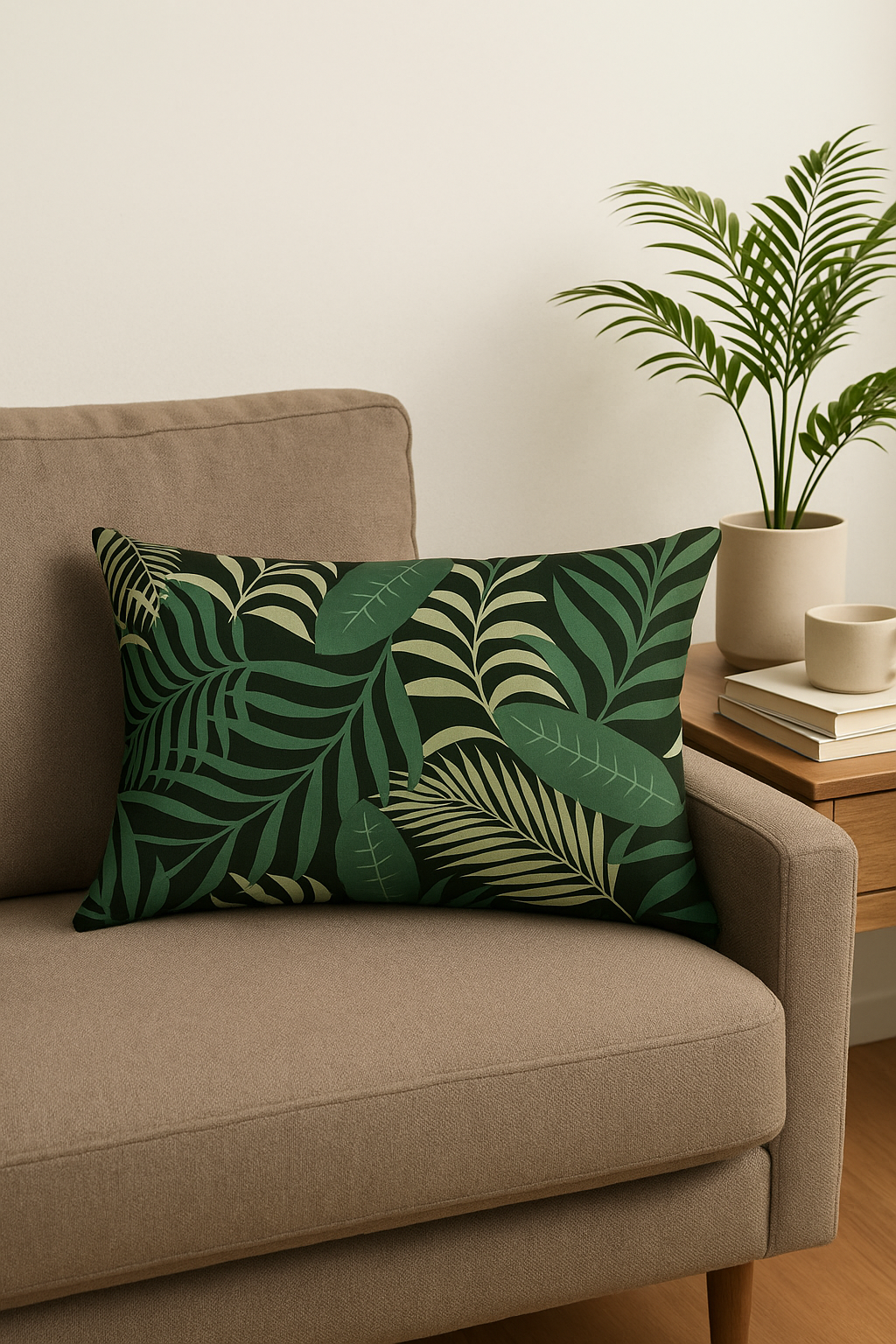 Stylized Tropical Green Leaves Throw Pillow Cover 30x50cm - view 2