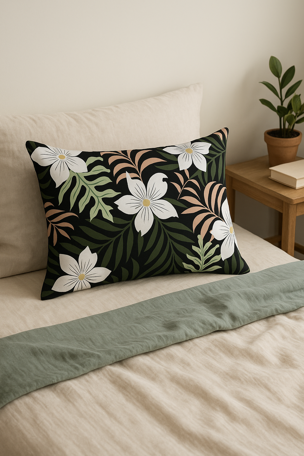 Airy Tropical Green Leaves Throw Pillow Cover 30x50cm - view 2
