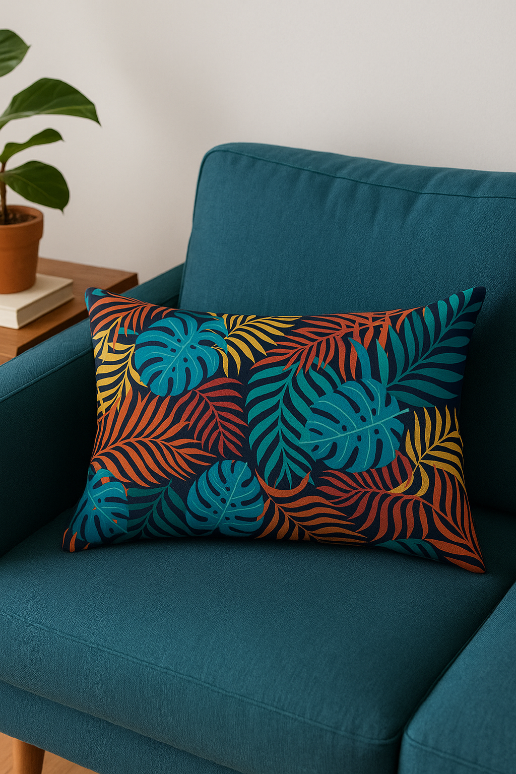Nordic-Style Tropical Green Leaves Throw Pillow Cover 30x50cm - view 2