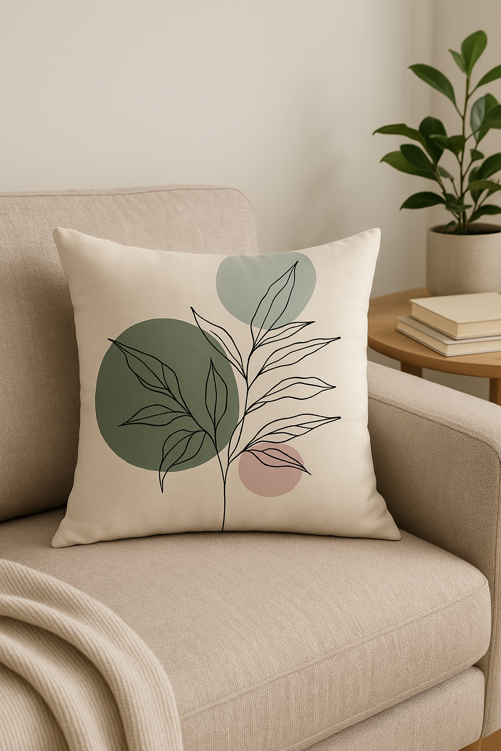 Organic Abstract Green Floral Throw Pillow Cover - view 2
