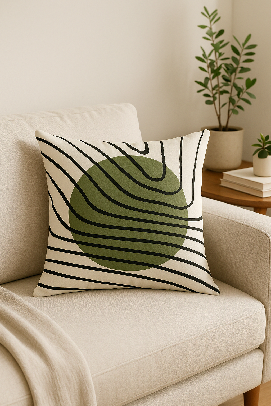 Understated Abstract Green Floral Throw Pillow Cover - view 2