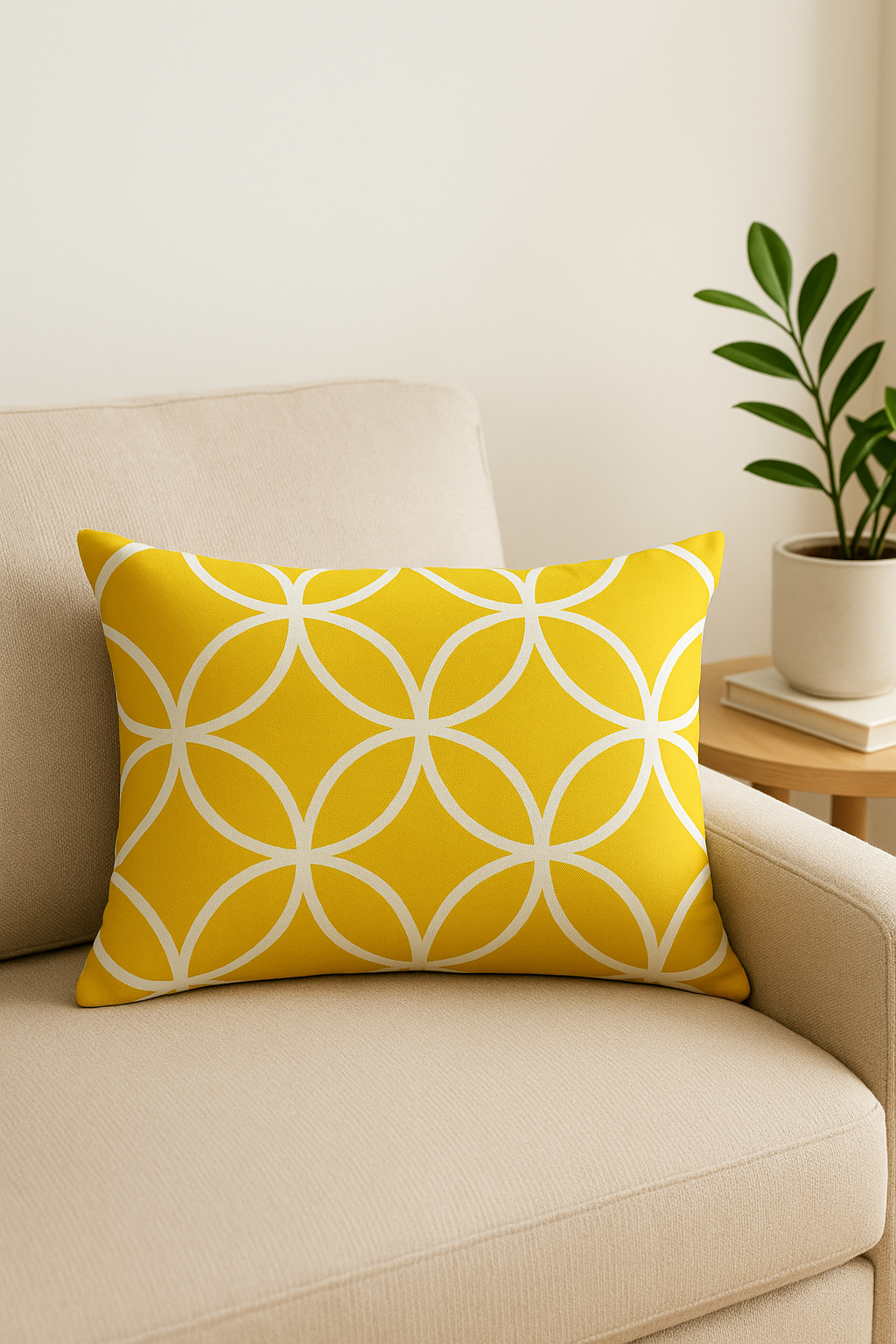 Decorative throw pillow cover geometric modern yellow pattern - view 2