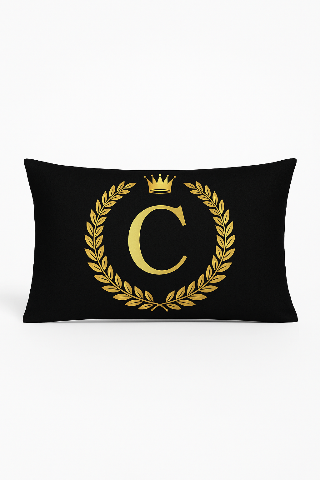Structured Black & Gold Letter Throw Pillow Cover