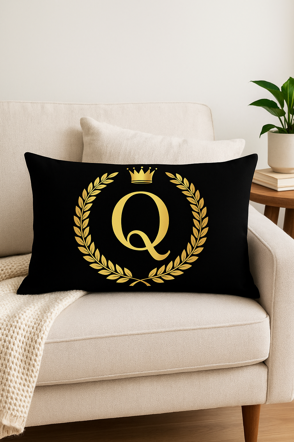 Business-Ready Black & Gold Letter Throw Pillow Cover - view 2