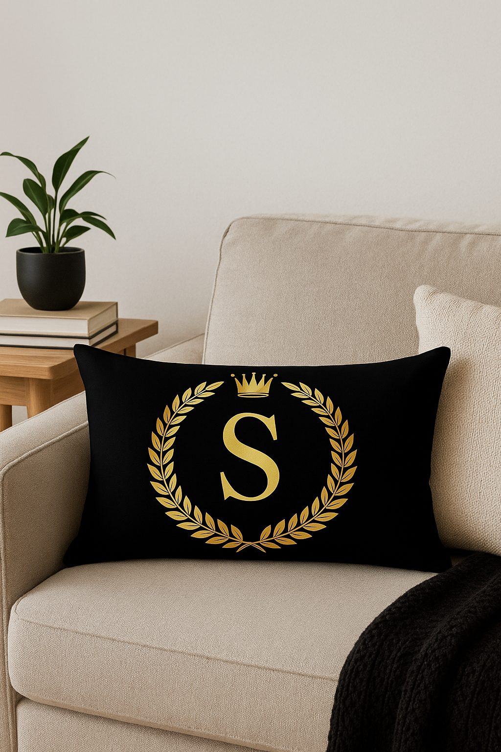 Uplifting Black & Gold Letter Throw Pillow Cover - view 2
