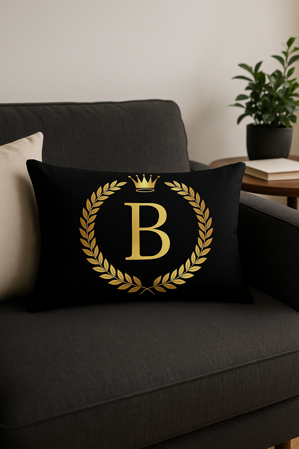 Graphic Black and Gold Lettered Throw Pillow Cover - view 2