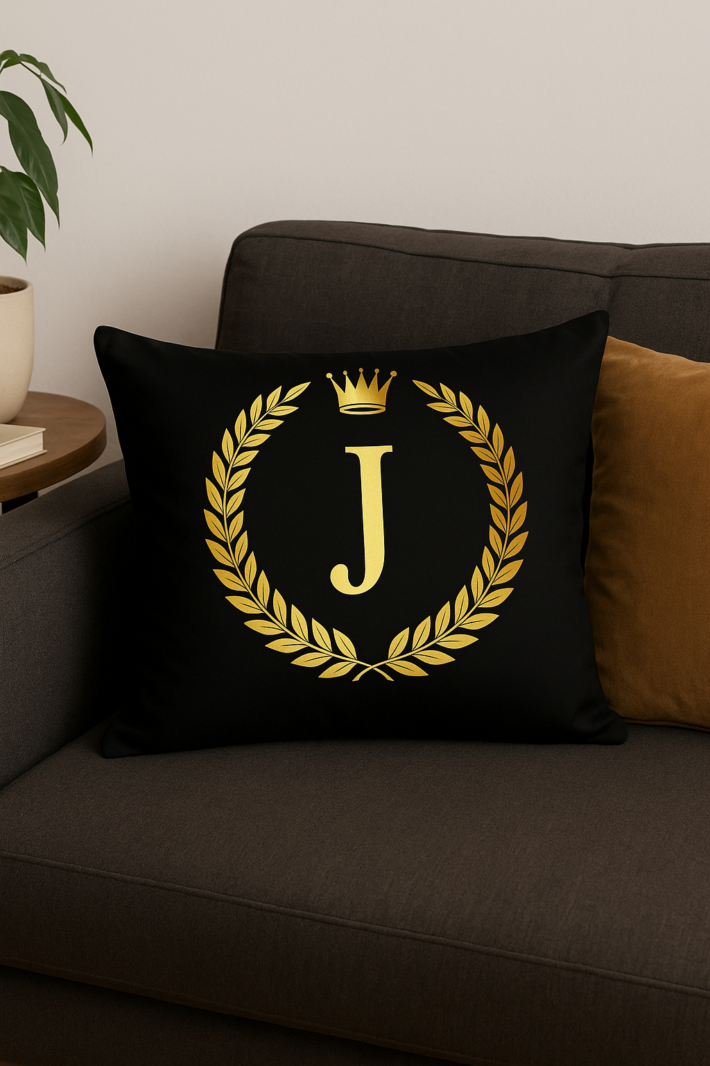 Graphical Black and Gold Lettered Throw Pillow Cover - view 2