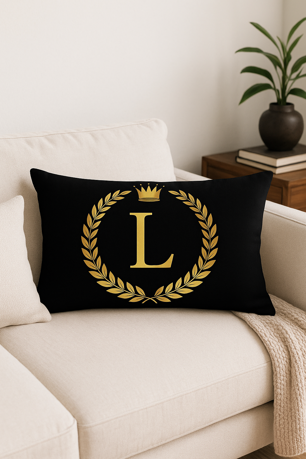 Contemporary Black and Gold Lettered Throw Pillow Cover - view 2