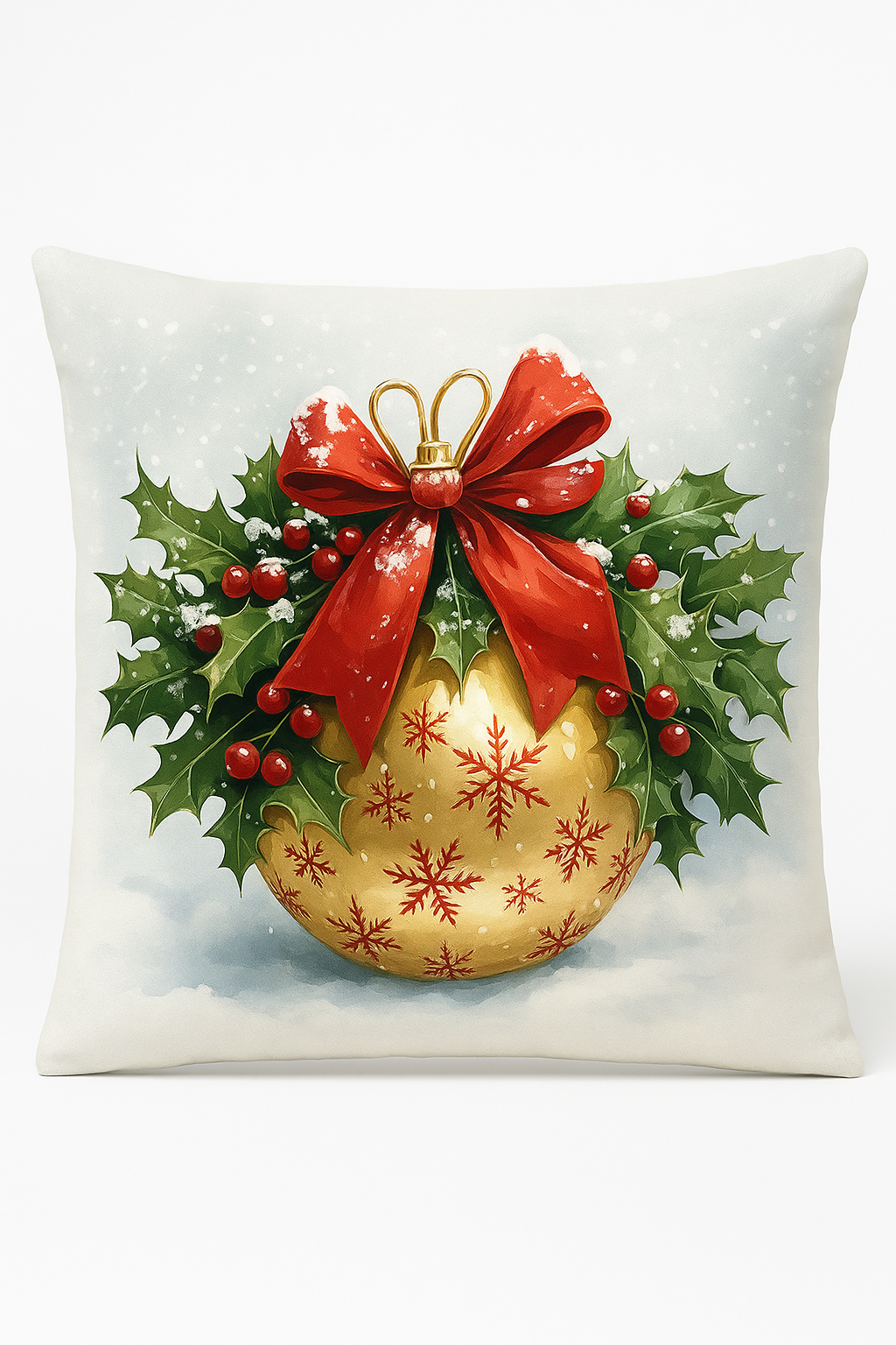 Decorative throw pillow cover Santa Claus pattern and bells