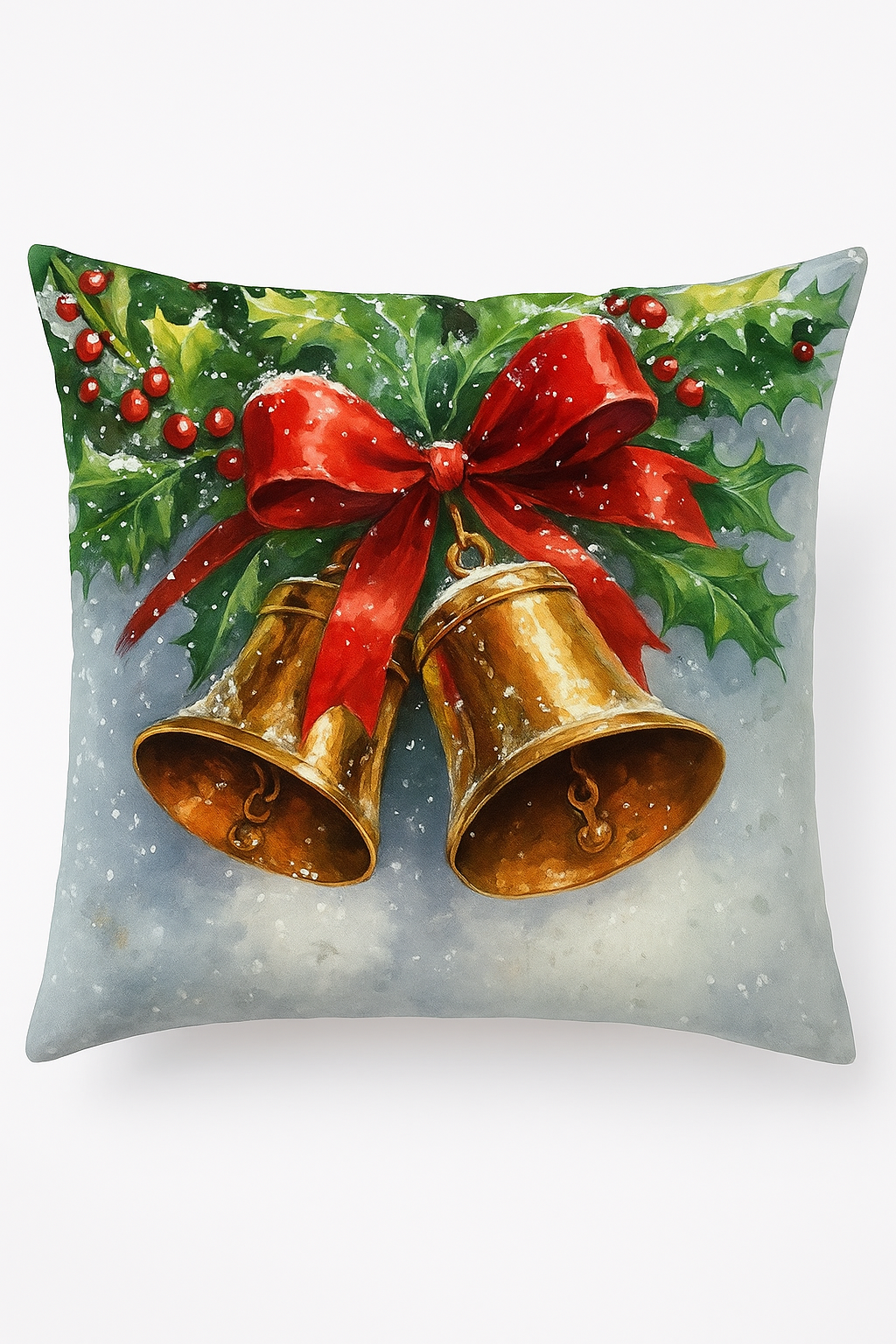 Decorative throw pillow cover Santa Claus pattern and Christmas bells