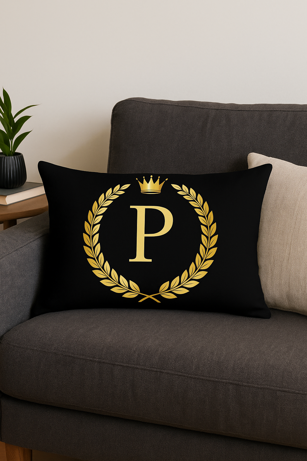 Eye-Catching Black & Gold Letter Throw Pillow Cover - view 2