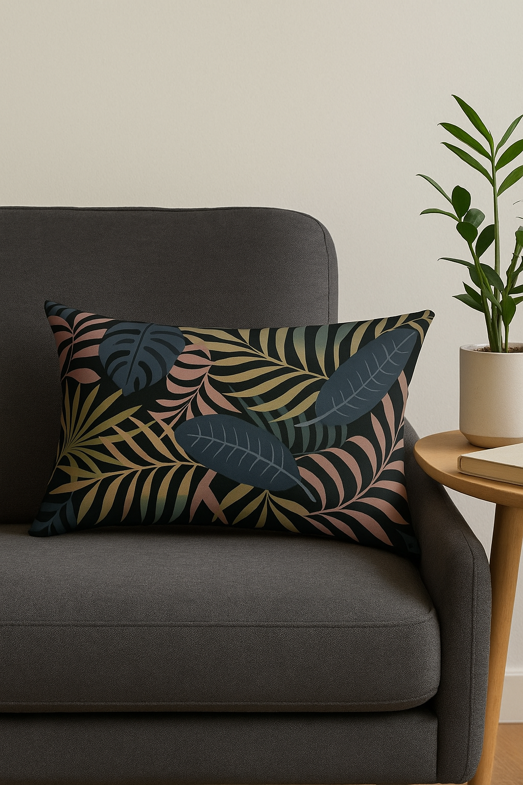 Decorative throw pillow cover green tropical motifs 30 x 50 cm - view 2