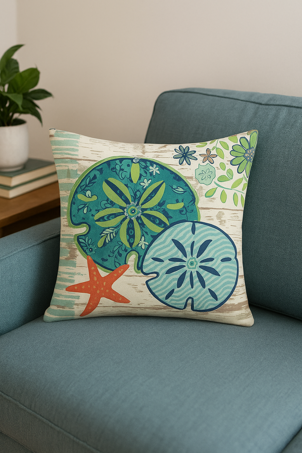 Graphic Marine Turtle Throw Pillow Cover - view 2