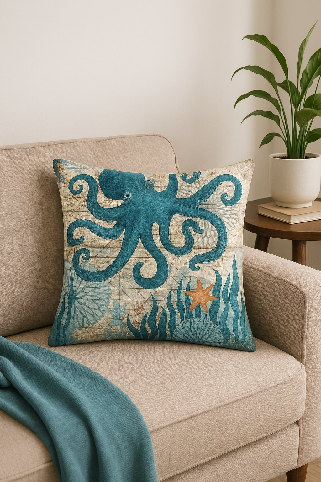 Decorative throw pillow cover marine turtle for sofa - view 2