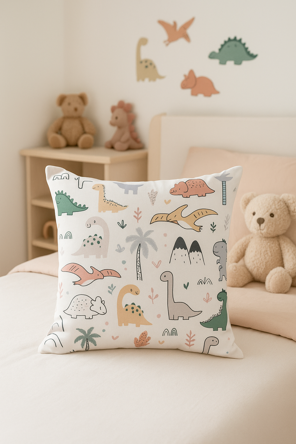 Cute Dinosaur Throw Pillow Cover, Softly Playful Accent - view 2